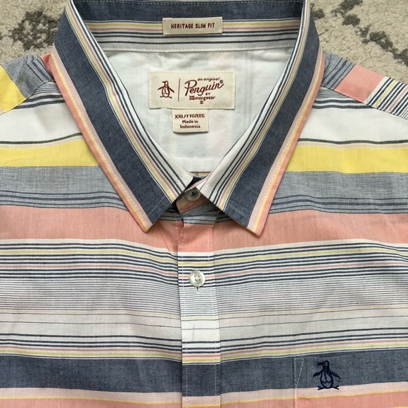New ORIGINAL PENGUIN Heritage Slim Fit Button Down Shirt. XXL - Picture 4 of 6